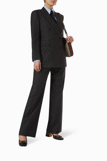 hover state of GG Monogram-print Suit Pants in Wool Jacquard