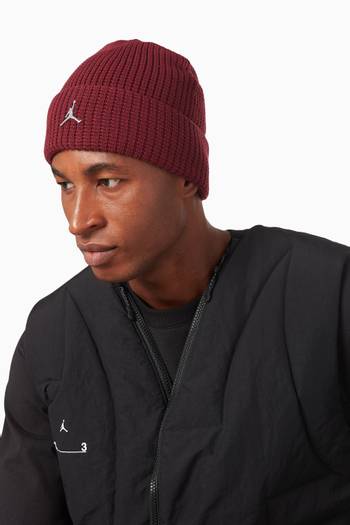 hover state of Utility Ribbed Beanie in Acrylic-knit