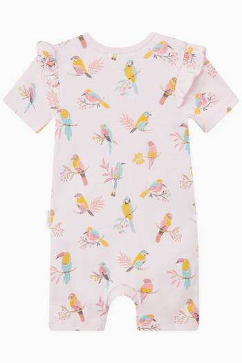 hover state of Parrot-print Ribbed Bodysuit in Organic Cotton