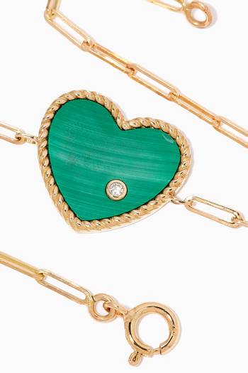 hover state of Solitaire Diamond & Malachite Bracelet in 18kt Gold