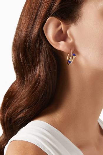 hover state of Cleo Diamond & Lapis Lazuli Hoop Earrings in 18kt Gold