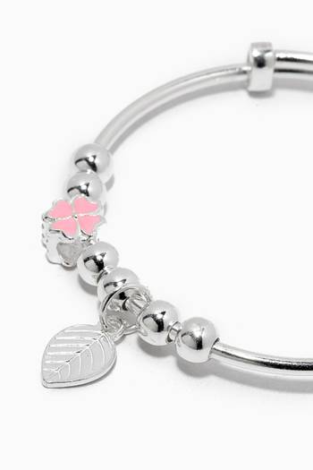hover state of Flower Baby Bangle in Sterling Silver
