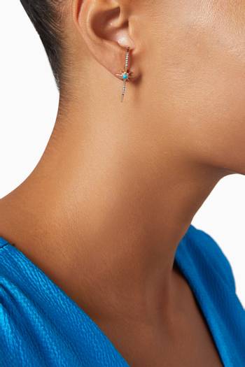 hover state of Starburst Turquoise Diamond Single Earring in 18kt Rose Gold