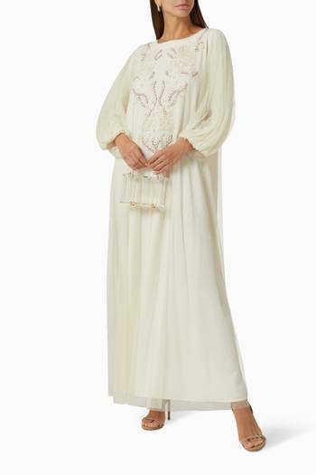 hover state of Bead-embellished Kaftan in Tulle