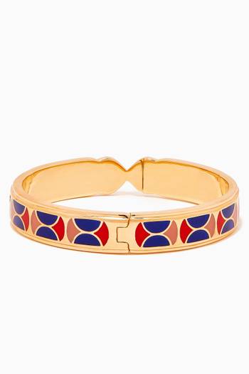 hover state of Casablanca Patterned Ceramic Bangle in Brass, 11mm