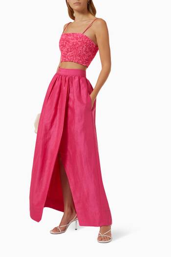 hover state of Mirabelle Tulip Maxi Skirt in Linen-blend