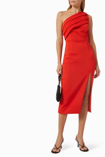 hover state of Unveil One-shoulder Midi Dress
