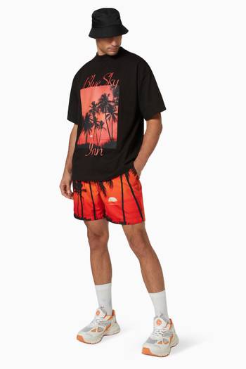 hover state of Sunset Palms T-shirt in Cotton Jersey