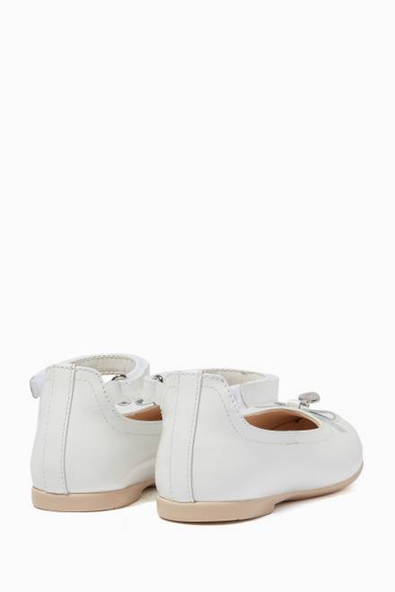 hover state of White Bow & Charm Ballerina Flats  