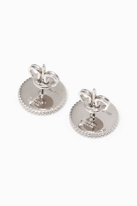 hover state of White-Gold & Enamel Icon Stud Earrings