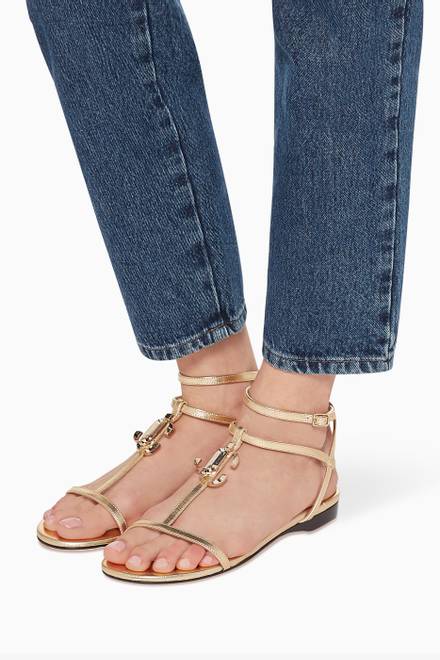 hover state of Alodie Metallic Nappa Flat Sandals    