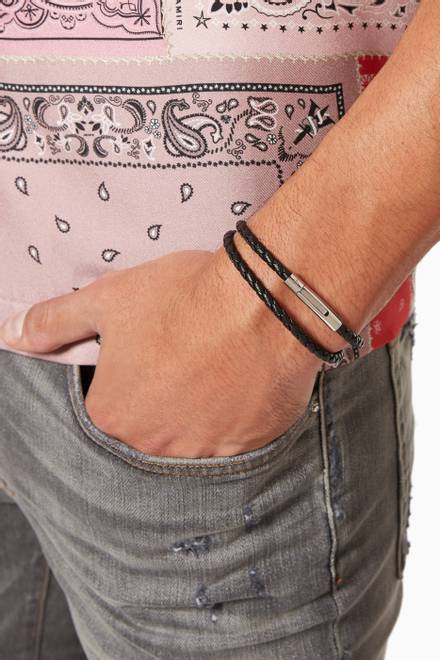 hover state of Matteo Double Tour Woven Leather Bracelet
