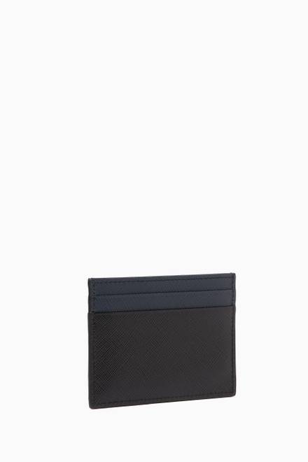 hover state of Metal Logo Card Holder in Saffiano Leather    