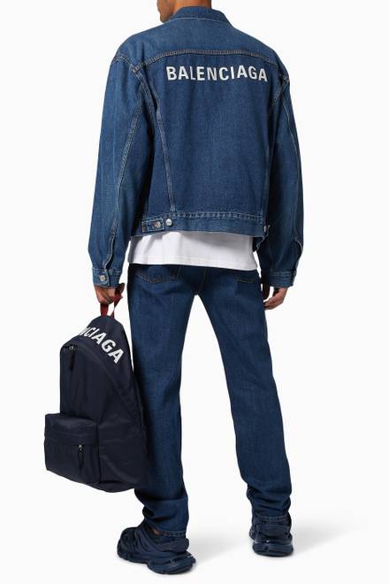 hover state of Embroidered Logo Jacket in Denim   