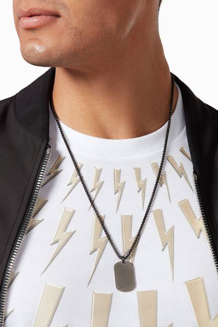 hover state of ID Tag Necklace in Gunmetal-Plated Steel   