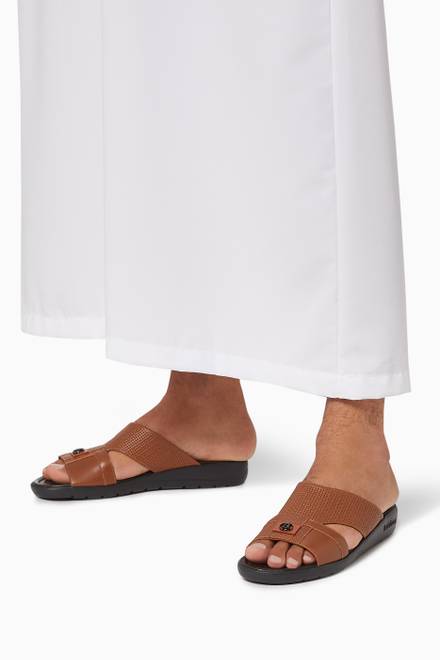 hover state of Arabic Sandals in Woven Leather  