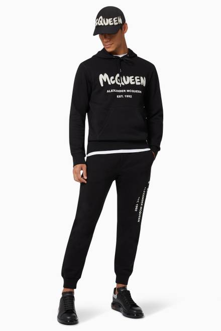 hover state of McQueen Graffiti Hooded Sweatshirt in Organic Jersey  