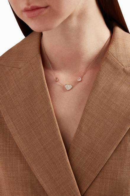hover state of Happy Hearts Diamond Necklace in 18kt Rose Gold
