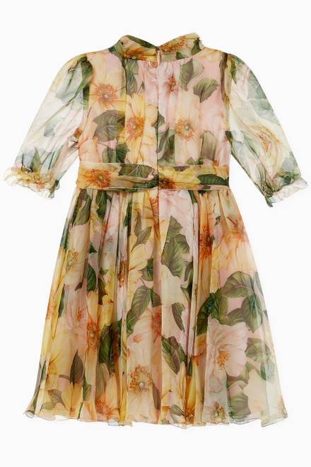 hover state of Camellia Silk Chiffon Midi Dress   