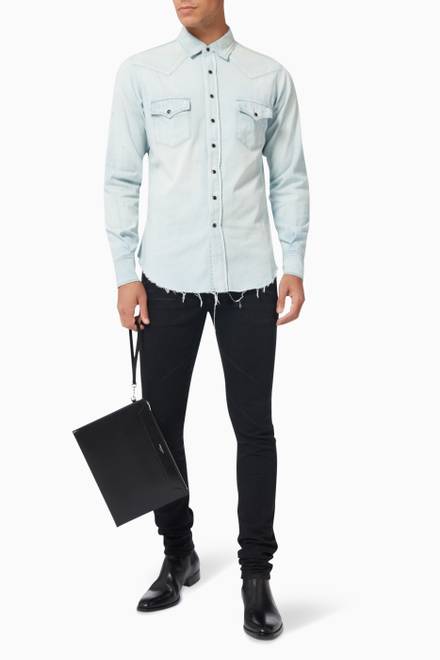 hover state of Distressed Western Shirt in Denim   