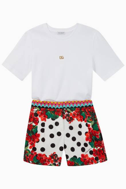 hover state of Polka Dot Floral Cotton Shorts  