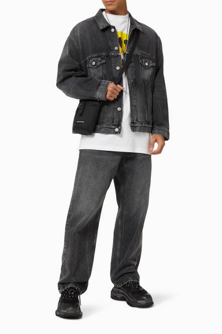 hover state of Drip Peace Large Fit Jacket in Organic Denim     