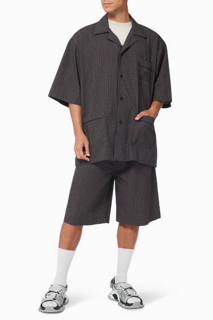 hover state of Pyjama Shirt in Micro Tartan Cotton Poplin 