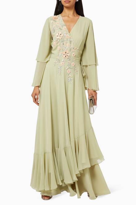 hover state of Embroidered Wrap Dress  