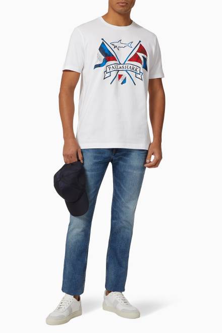 hover state of T-shirt with Nautical Flags in Cotton   