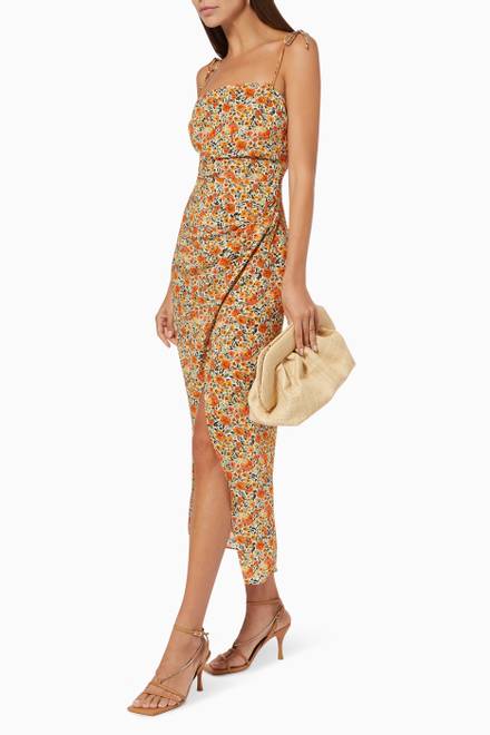 hover state of Wild Poppies Midi Dress in Silk  