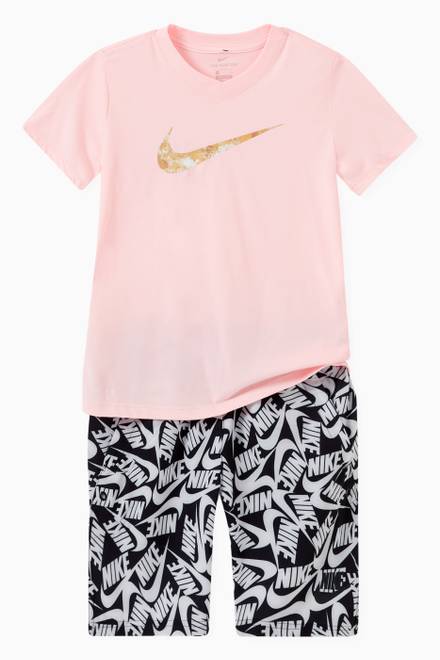 hover state of Swoosh Logo Print Shorts in Woven Polyester 