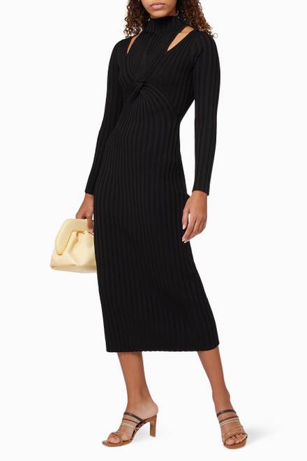 hover state of Collins Dress in Rib Knit 
