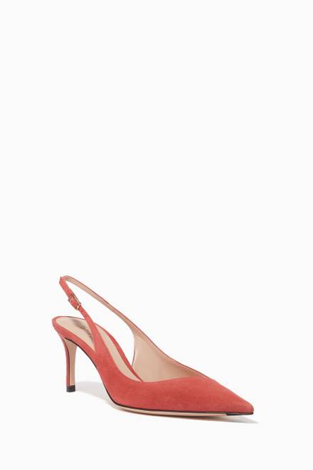 hover state of Asymmetrical Slingback Kitten Heel Pumps in Suede Leather   