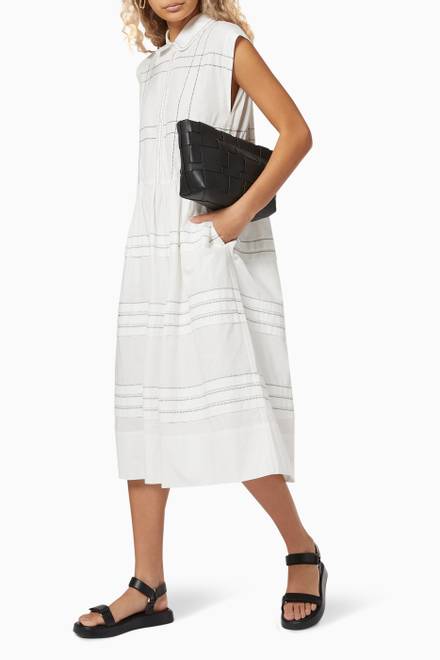 hover state of Parker Embroidered Tucked Dress in Organic Cotton  