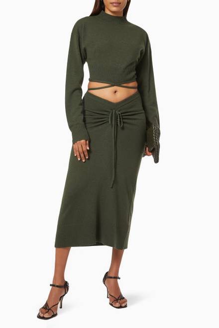 hover state of Ruched Drape Skirt in Cashmere Wool Knit   