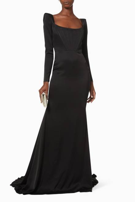 hover state of Brant Corset Gown in Satin Crepe    