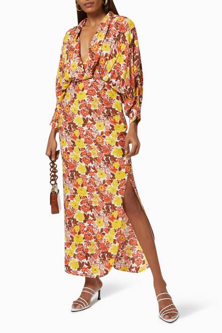 hover state of Floral Plunge Dress in Rayon  