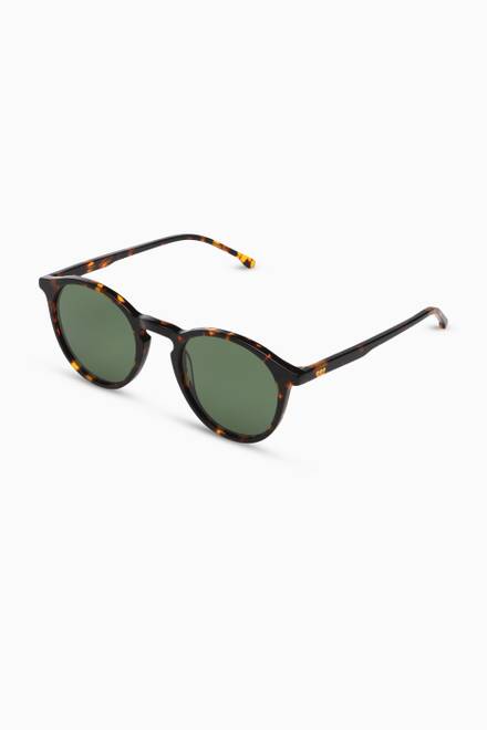 hover state of Aston Tortoise Round Sunglasses in Acetate  