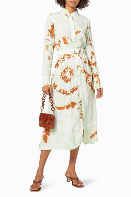 hover state of Tie-dye Shirt Dress in Rayon  