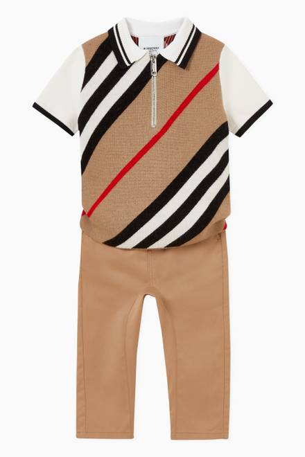 hover state of Polo Shirt in Icon Stripe Wool Blend   