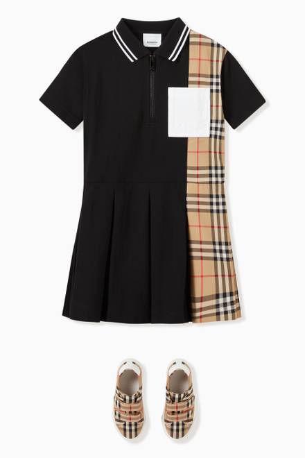 hover state of Polo Dress with Vintage Check Panel in Cotton Piqué 