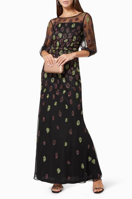 hover state of Floral Embellished Gown in Tulle  