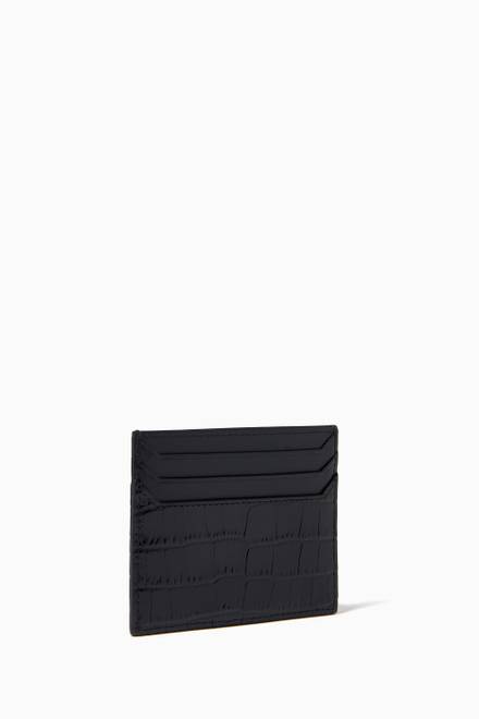 hover state of Minuteria Card Holder in Crocodile-embossed Leather 