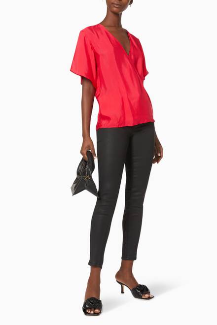 hover state of V-neck Solid Top in Satin