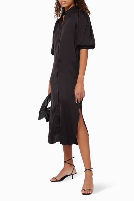 hover state of Emme Long Shirt Dress in Satin  