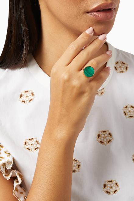 hover state of Falak Round Malachite Ring in 18kt Yellow Gold      