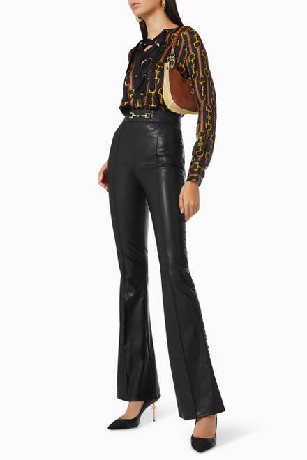 hover state of Bell-bottom Pants in Faux Leather      
