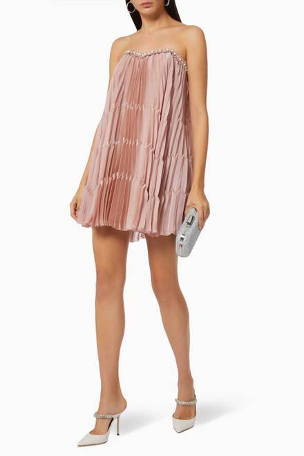 hover state of Pleated Mini Dress in Shiny Voile  