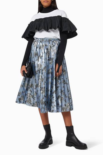 hover state of Pleated Midi Skirt in Satin  