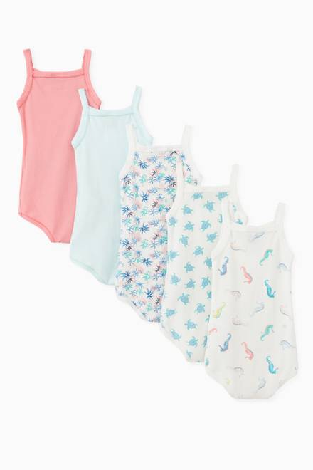 hover state of Printed Cotton Bodysuit, Set of 5